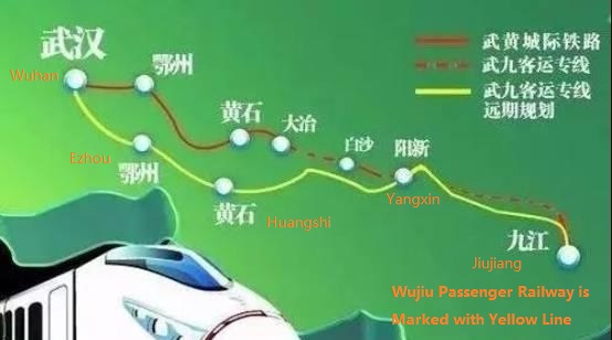 Whuan - Jiujiang Railway Map