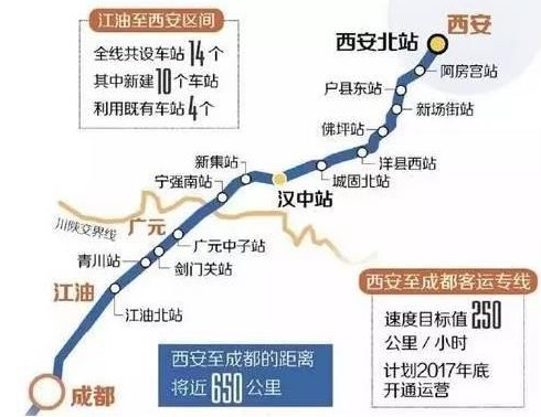 Xian Chengdu High Speed Railway Map